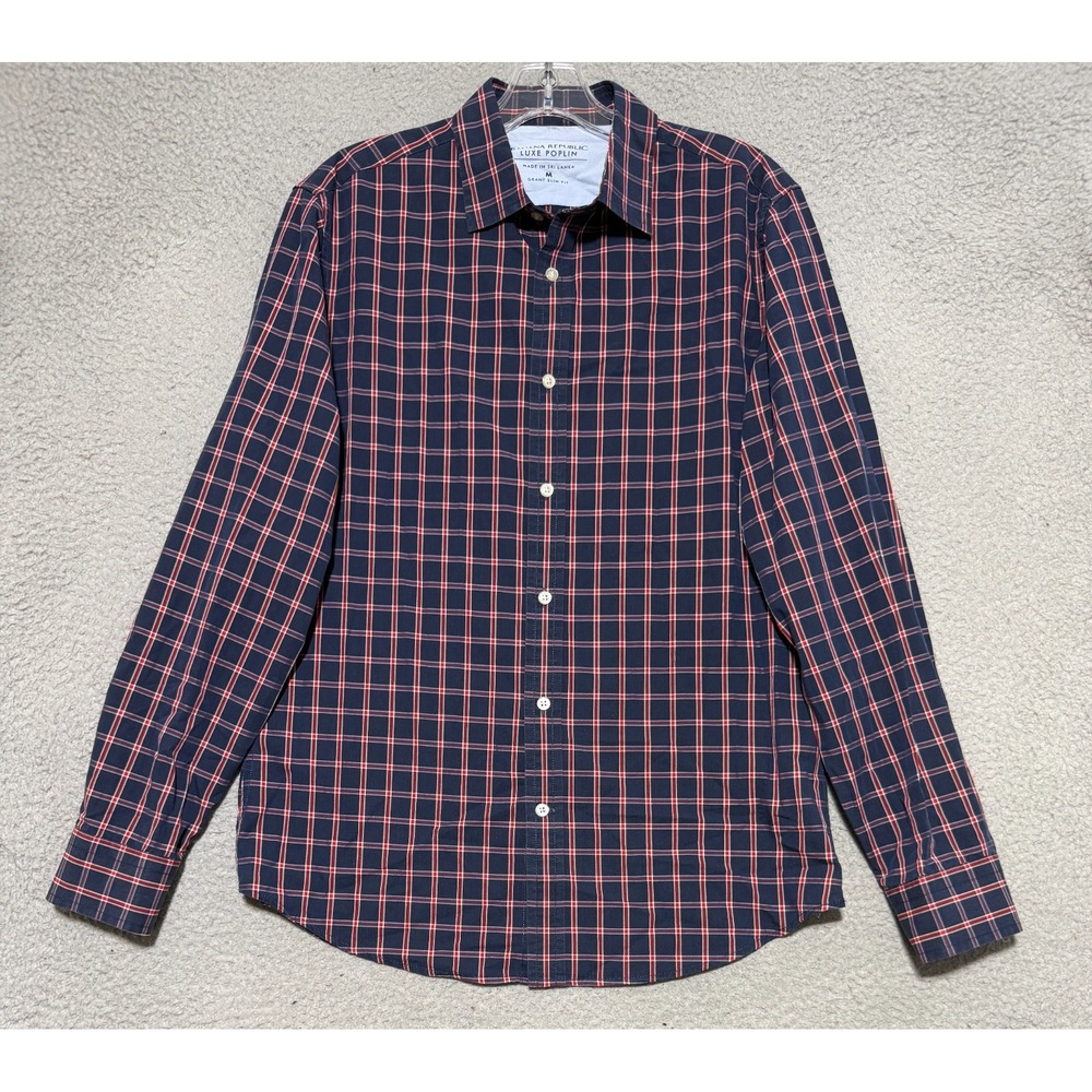 Banana Republic Grant Slim Fit Luxe Poplin Shirt Mens M Plaid Button Down